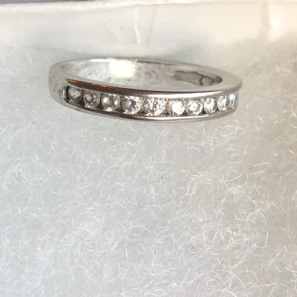 White gold over sterling with CZ ring- size 7